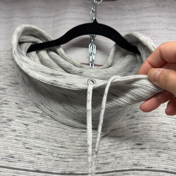 T by Talbots Gray Black cowl neck pullover striped tunic sweater size XL - Picture 2 of 10